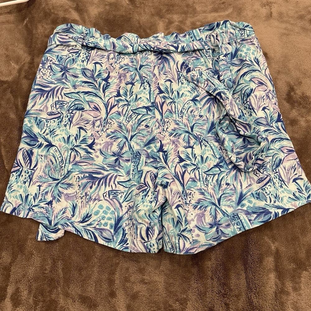 Stella Parker Linen Blend Shorts Womens Size M Tie Belt Floral Beach Pockets New - Picture 5 of 5